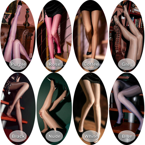 Metelam Womens Ultra Thin See Through Shiny Glossy Ultra Sheer Pantyhose Glitter Nylon Tights Stockings