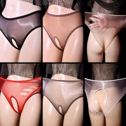 Women's Sheer Glossy Briefs detail view