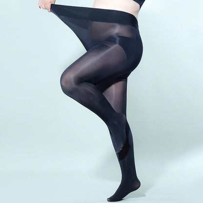 Metelam Women Shiny Glossy Pantyhose Sheer Stockings Open Crotch Tights Plus Size