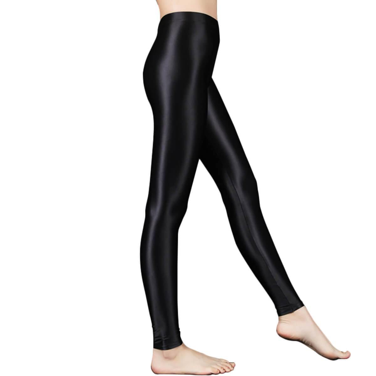 Metelam Women's Leggings Plus Size High Elasticity Glossy Satin Opaque - Metelam