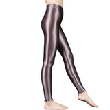 Metelam Women's Leggings Plus Size High Elasticity Glossy Satin Opaque - Metelam