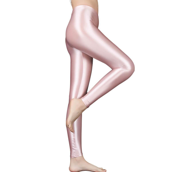 Metelam Women's Leggings Plus Size High Elasticity Glossy Satin