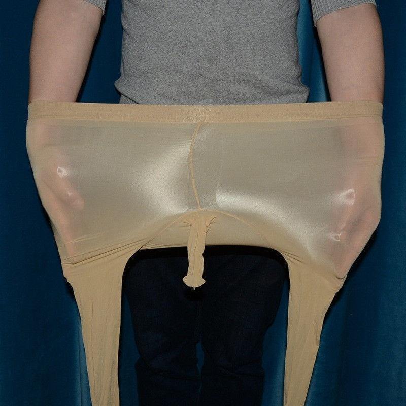 Mens High Waist Ultrathin Oil Shiny Elasticity Pantyhose Stockings Tights Sheath Open Underwear (JJ Opened)-pantyhose-Metelam