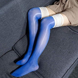 Sexy Super Elastic Ultra-thin High Glossy Oil Shiny 8 Denier Lace Hosiery Thigh High Stockings-Hosiery-Metelam