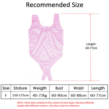 Satin Glossy Leotards One Piece Swimsuit Sexy High-Cut Open Crotch Bikini Thong Bodysuit Women Glitter Shiny Bathing Plus Size