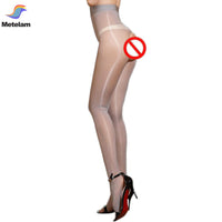 Metelam Women's Shiny Sheer Tights Pantyhose Crotchless Smoothly Body Stockings - Metelam
