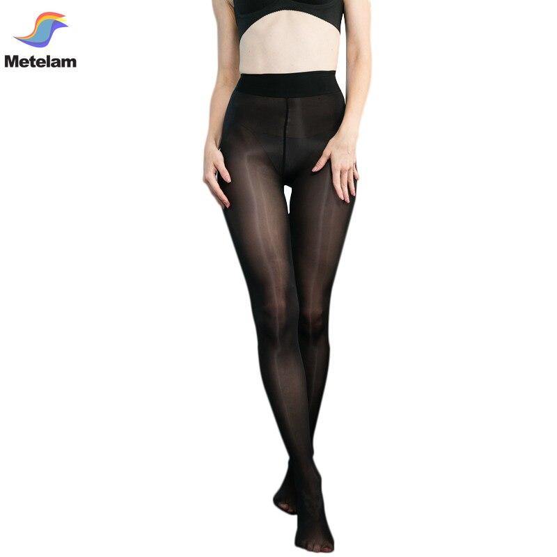 Metelam Women's Shiny Sheer Tights Pantyhose Crotchless Smoothly Body Stockings - Metelam