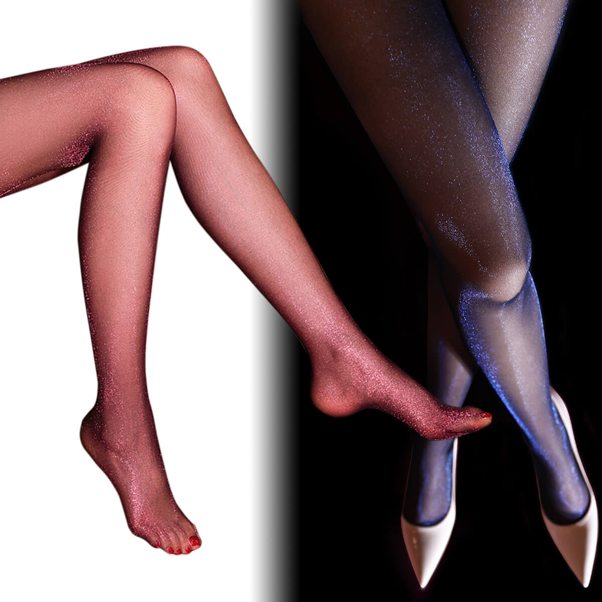 Metelam Womens Lurex Shiny Glossy Ultra Sheer Pantyhose Glitter Nylon Tights Stockings