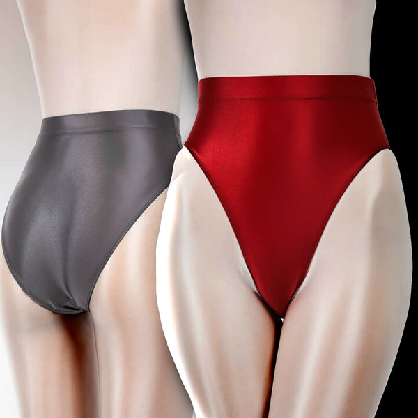 Metelam Womens Sexy Satin Shiny Wetlook Stretch High Cut Briefs Bikini Panties Underwear