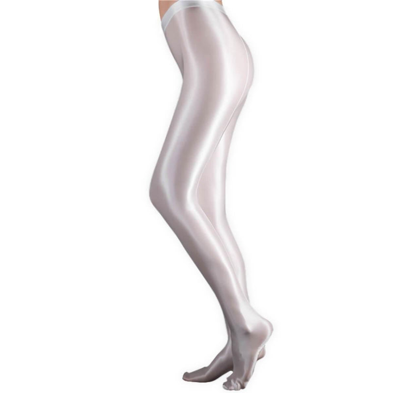 Women Satin High Glossy Silky Pantyhose Shiny Footed Leggings Tights - Metelam