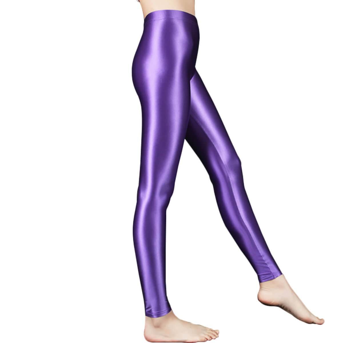 Metelam Women's Leggings Plus Size High Elasticity Glossy Satin Opaque - Metelam