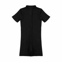 Women Sheer Zipper Open Bust & Crotch Bodysuit Leotard Lingerie Catsuit Clubwear - Metelam