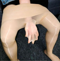 Men Seamless Super Shiny Gloss Pantyhose Nylon Stockings Silicone Massage Tights - Metelam