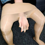 Men Seamless Super Shiny Gloss Pantyhose Nylon Stockings Silicone Massage Tights - Metelam